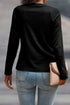 Raglan Long Sleeve Exposed Seam Detail Relaxed Fit Crew Neck Top